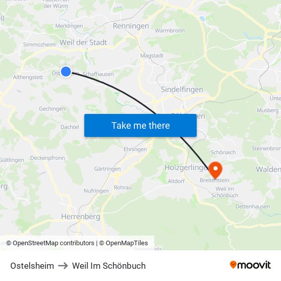 Ostelsheim to Weil Im Schönbuch map