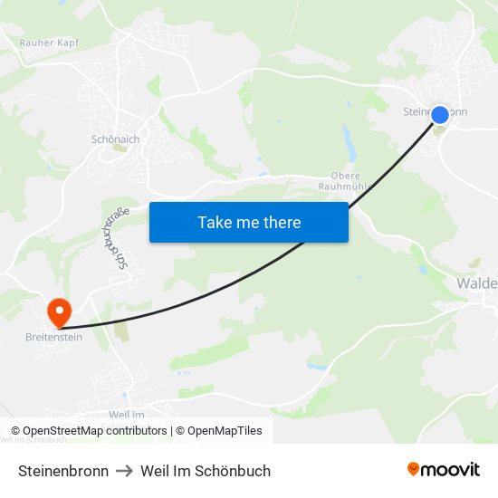 Steinenbronn to Weil Im Schönbuch map