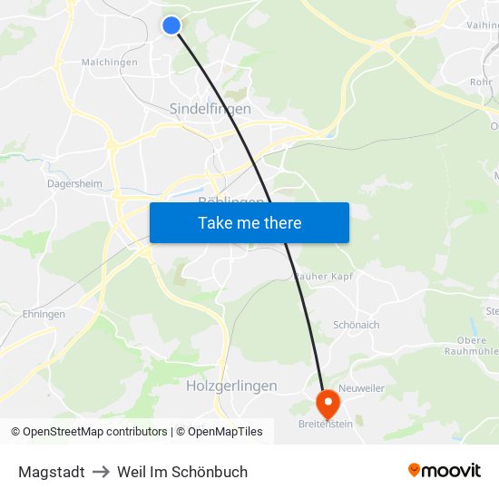 Magstadt to Weil Im Schönbuch map