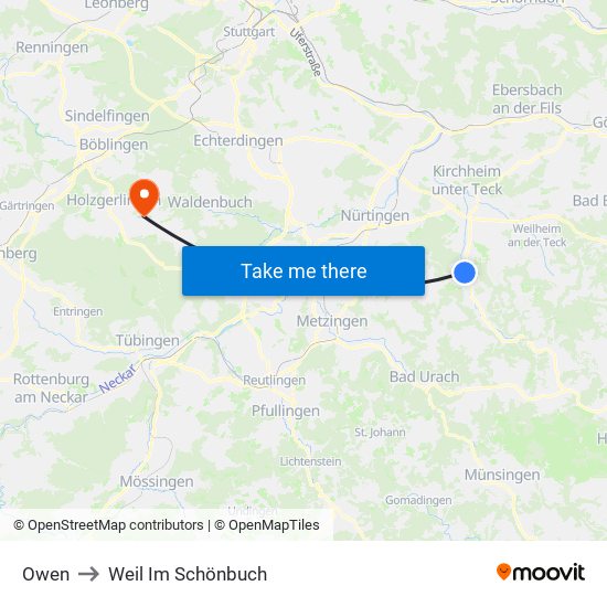 Owen to Weil Im Schönbuch map
