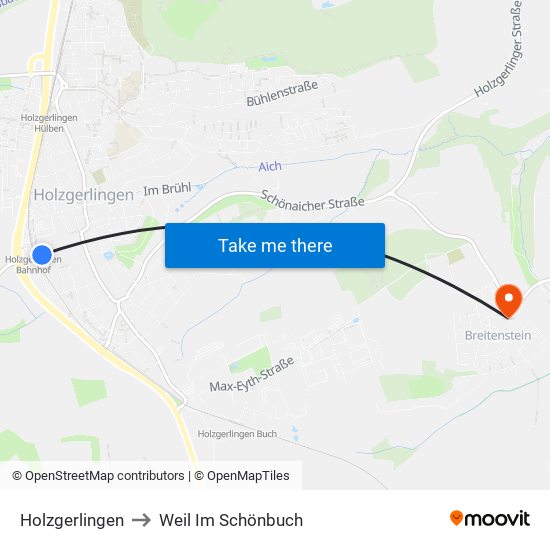 Holzgerlingen to Weil Im Schönbuch map