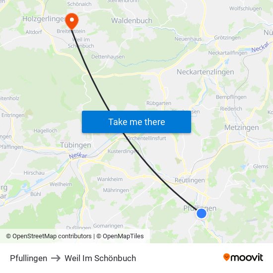 Pfullingen to Weil Im Schönbuch map