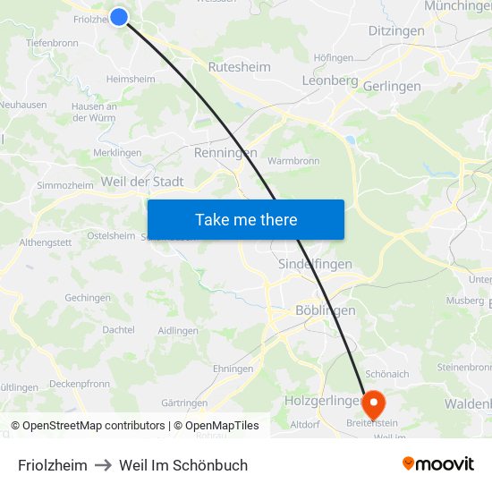 Friolzheim to Weil Im Schönbuch map