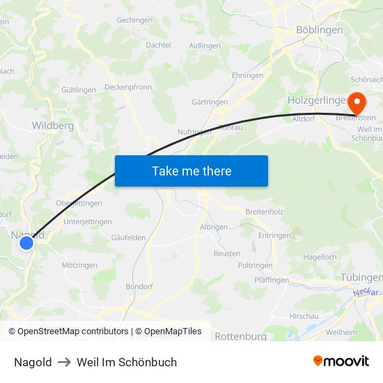 Nagold to Weil Im Schönbuch map