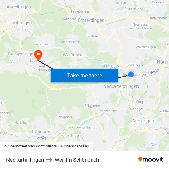Neckartailfingen to Weil Im Schönbuch map