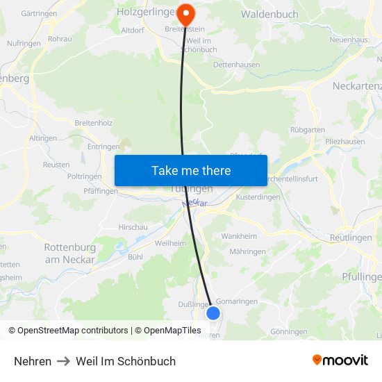 Nehren to Weil Im Schönbuch map