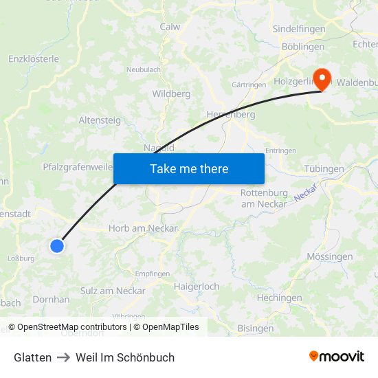 Glatten to Weil Im Schönbuch map