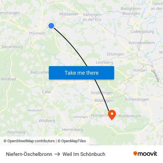 Niefern-Öschelbronn to Weil Im Schönbuch map