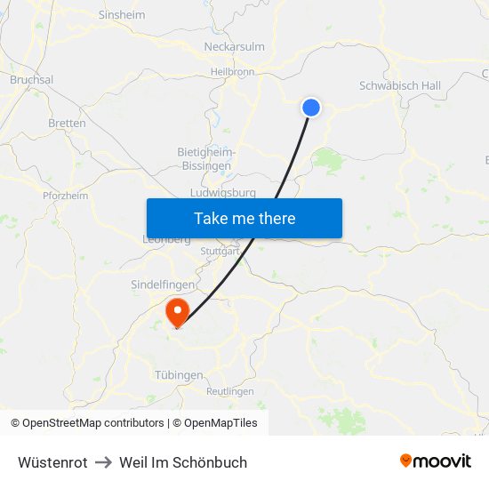 Wüstenrot to Weil Im Schönbuch map