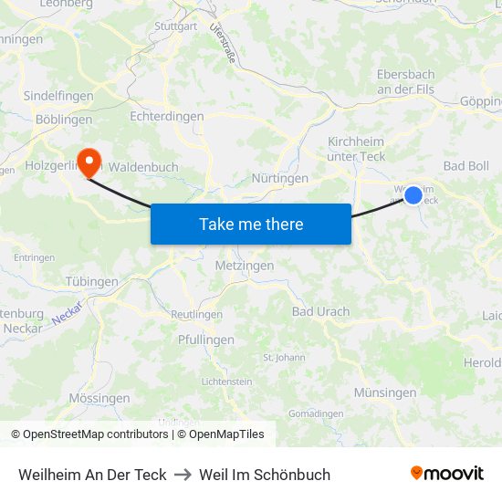 Weilheim An Der Teck to Weil Im Schönbuch map