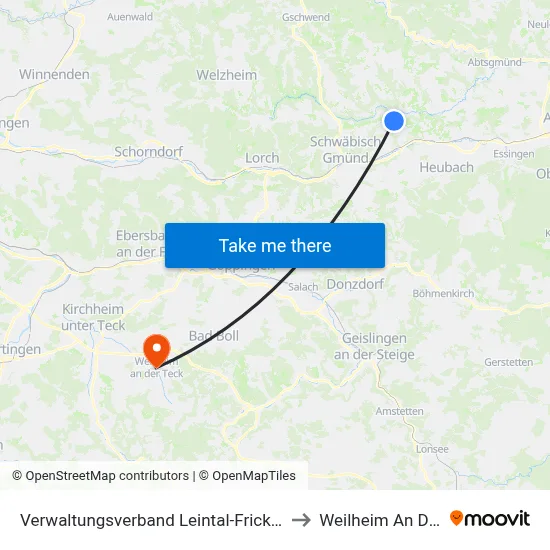 Verwaltungsverband Leintal-Frickenhofer Höhe to Weilheim An Der Teck map
