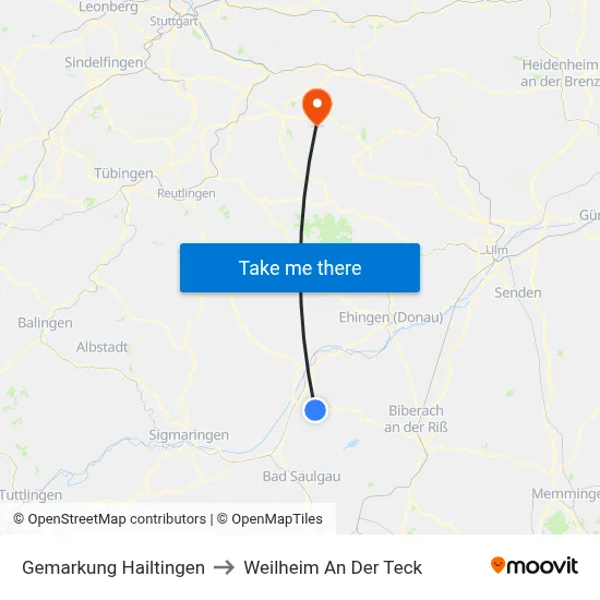 Gemarkung Hailtingen to Weilheim An Der Teck map