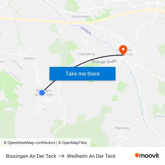 Bissingen An Der Teck to Weilheim An Der Teck map