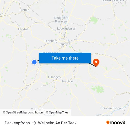 Deckenpfronn to Weilheim An Der Teck map