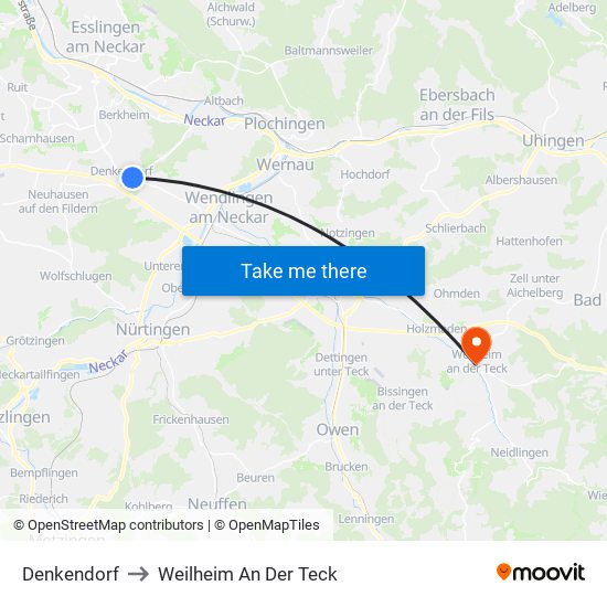 Denkendorf to Weilheim An Der Teck map