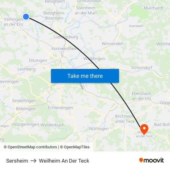 Sersheim to Weilheim An Der Teck map