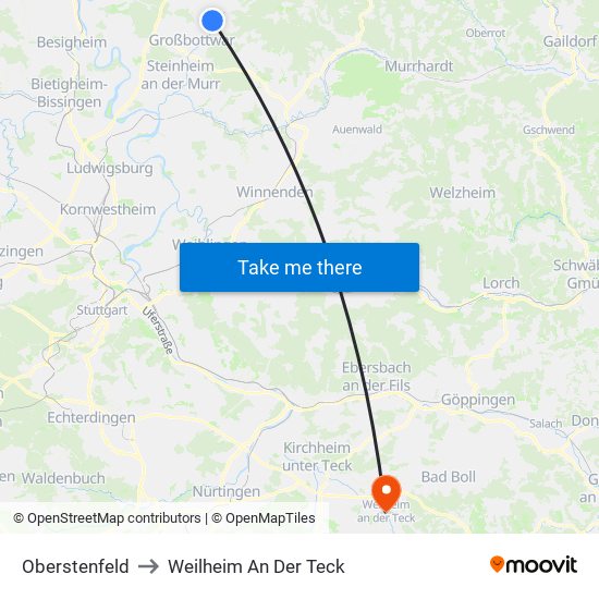 Oberstenfeld to Weilheim An Der Teck map