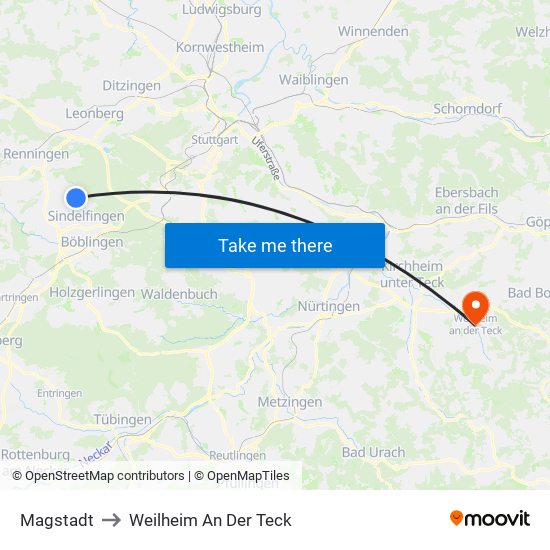 Magstadt to Weilheim An Der Teck map