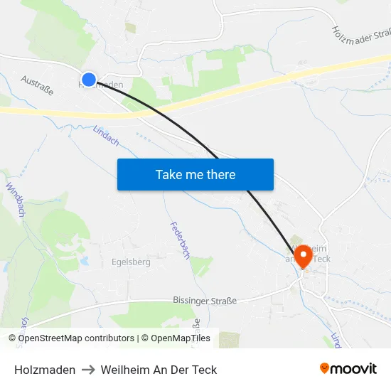 Holzmaden to Weilheim An Der Teck map