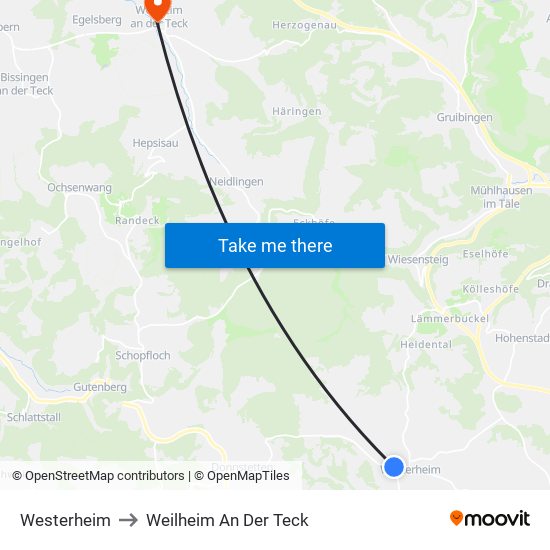 Westerheim to Weilheim An Der Teck map