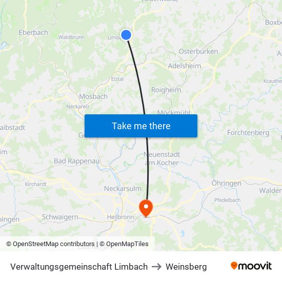 Verwaltungsgemeinschaft Limbach to Weinsberg map