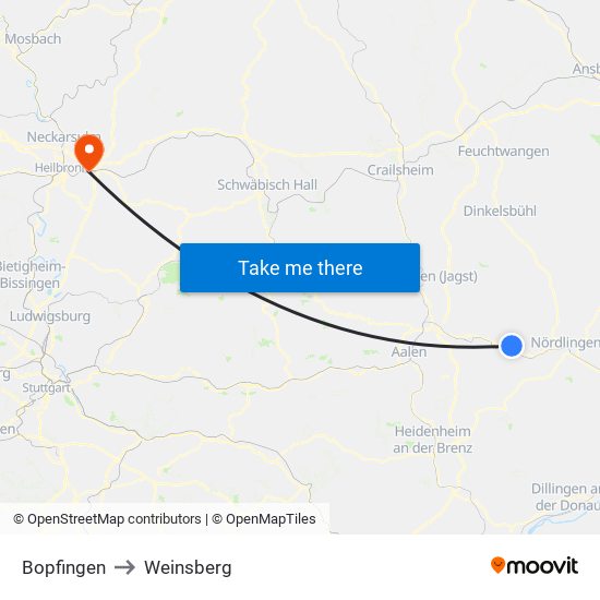 Bopfingen to Weinsberg map