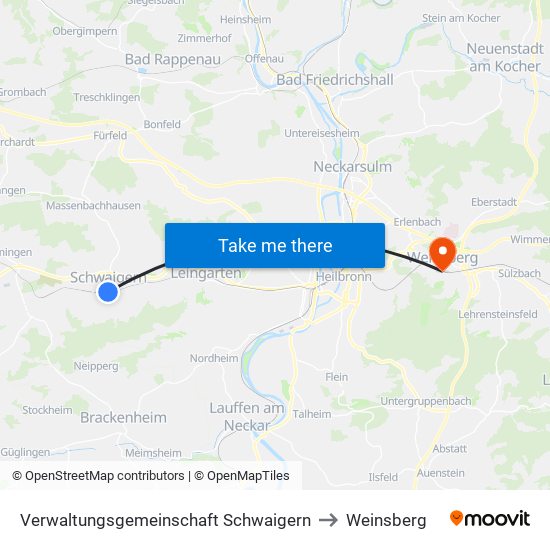 Verwaltungsgemeinschaft Schwaigern to Weinsberg map