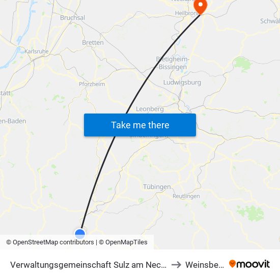 Verwaltungsgemeinschaft Sulz am Neckar to Weinsberg map