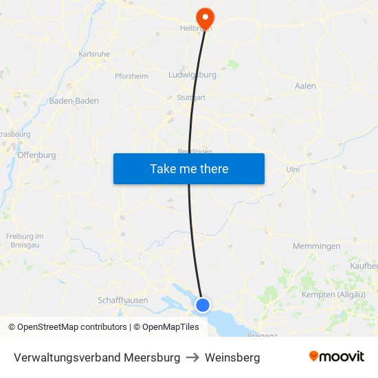 Verwaltungsverband Meersburg to Weinsberg map