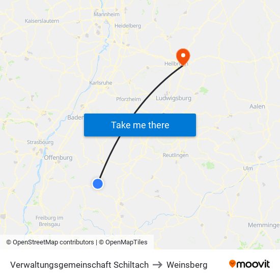 Verwaltungsgemeinschaft Schiltach to Weinsberg map