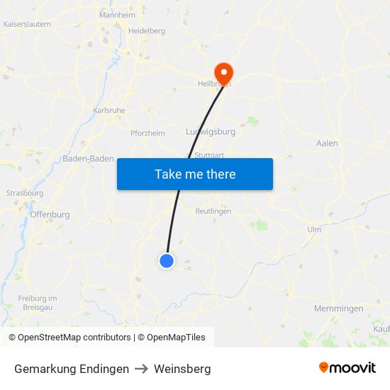 Gemarkung Endingen to Weinsberg map