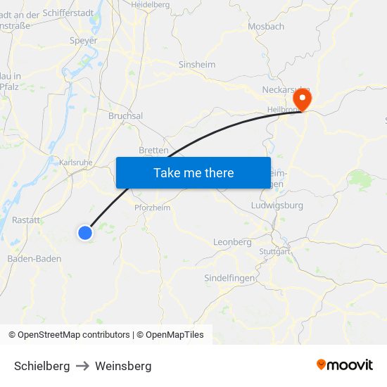 Schielberg to Weinsberg map