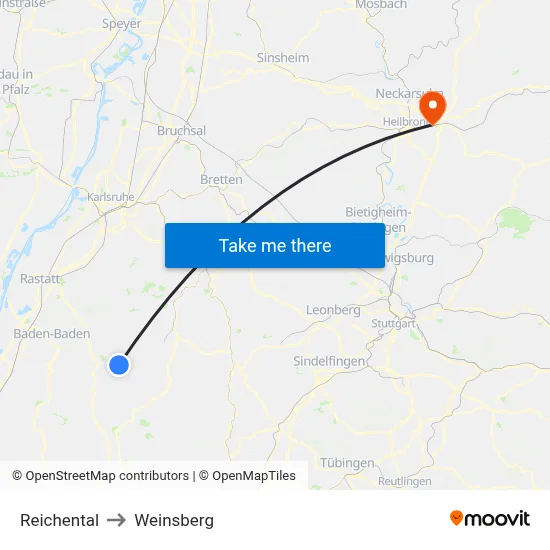 Reichental to Weinsberg map