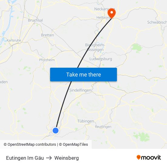 Eutingen Im Gäu to Weinsberg map