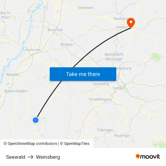 Seewald to Weinsberg map