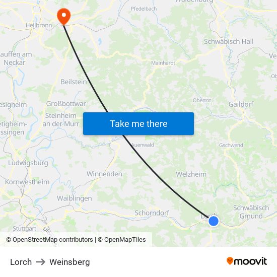 Lorch to Weinsberg map