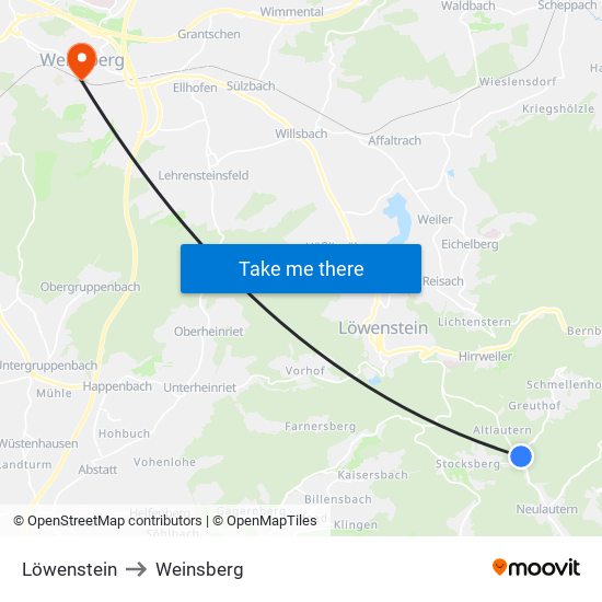 Löwenstein to Weinsberg map