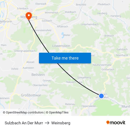 Sulzbach An Der Murr to Weinsberg map