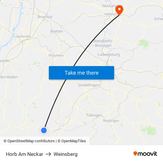 Horb Am Neckar to Weinsberg map