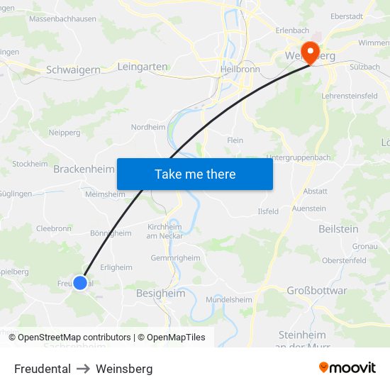 Freudental to Weinsberg map