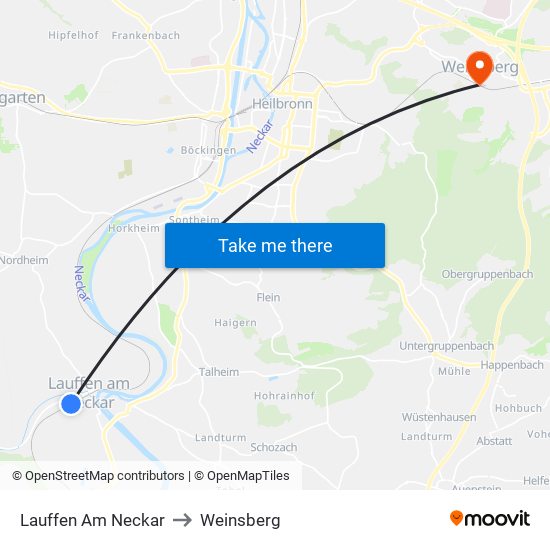 Lauffen Am Neckar to Weinsberg map