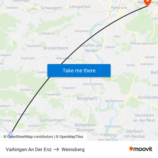 Vaihingen An Der Enz to Weinsberg map