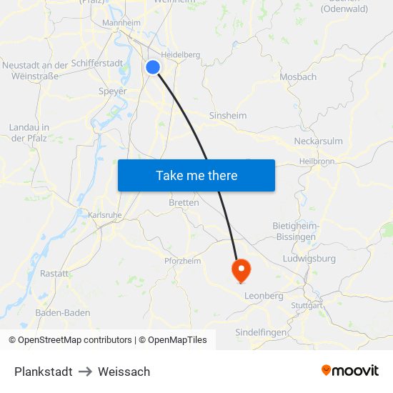 Plankstadt to Weissach map