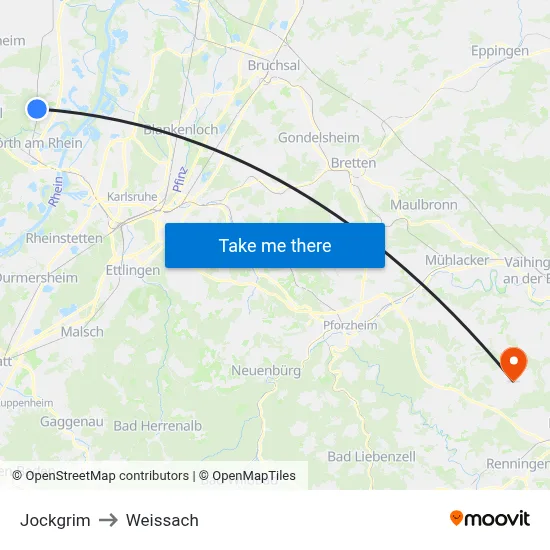 Jockgrim to Weissach map