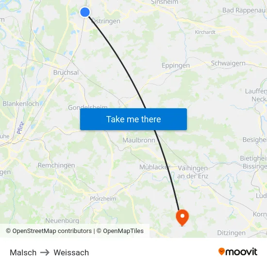 Malsch to Weissach map