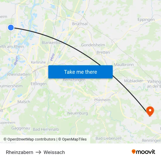 Rheinzabern to Weissach map
