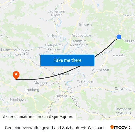 Gemeindeverwaltungsverband Sulzbach to Weissach map