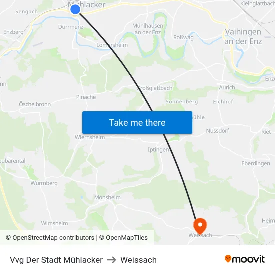 Vvg Der Stadt Mühlacker to Weissach map
