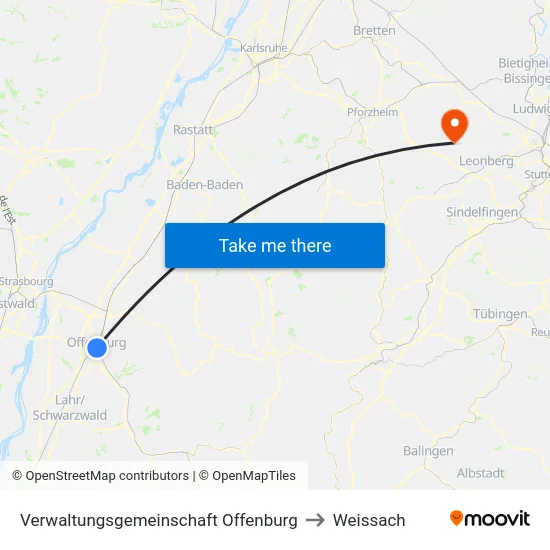 Verwaltungsgemeinschaft Offenburg to Weissach map