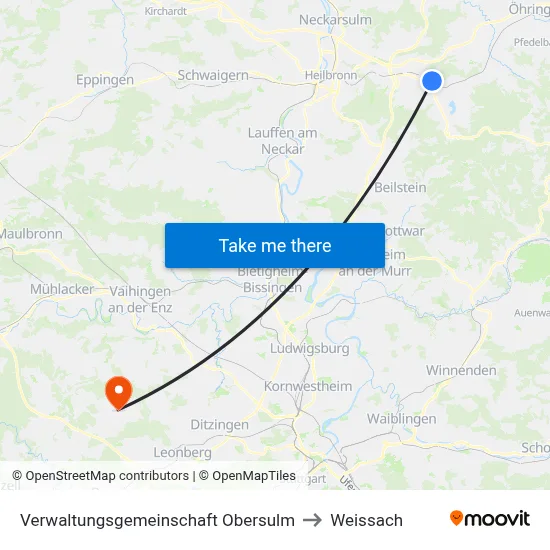 Verwaltungsgemeinschaft Obersulm to Weissach map